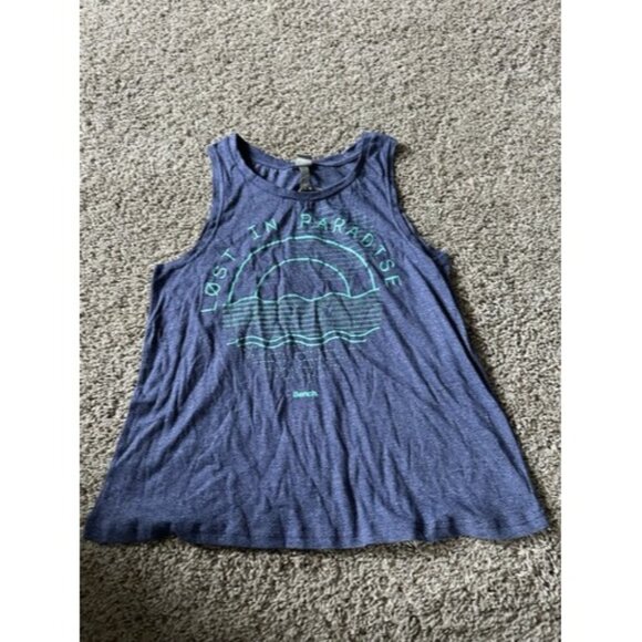 Bench Womens "lost in Paradise" Sleeveless Blue Tank Graphic Size Small Active - Picture 1 of 13